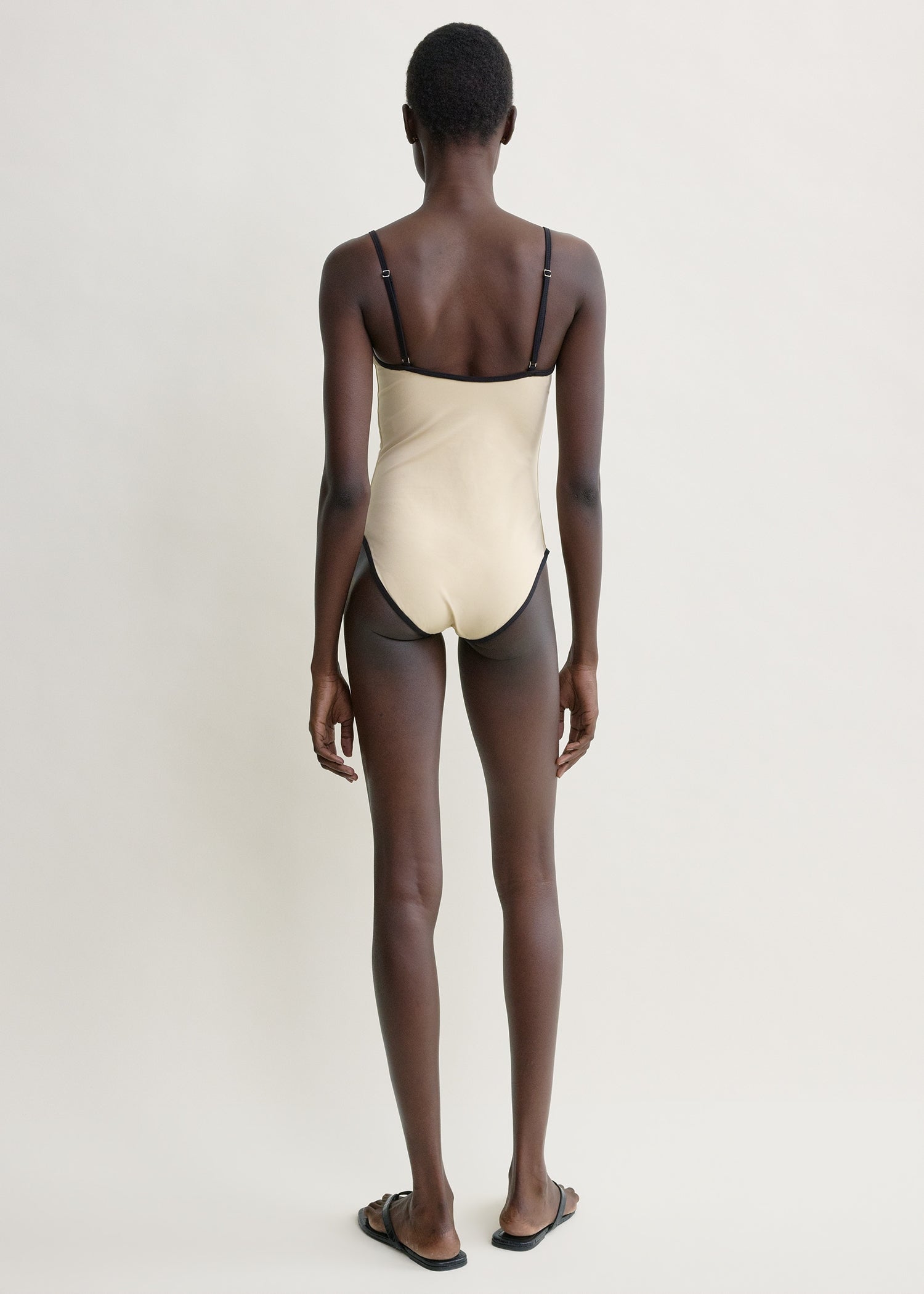 Stripe edge swimsuit light hay