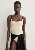 Stripe edge swimsuit light hay