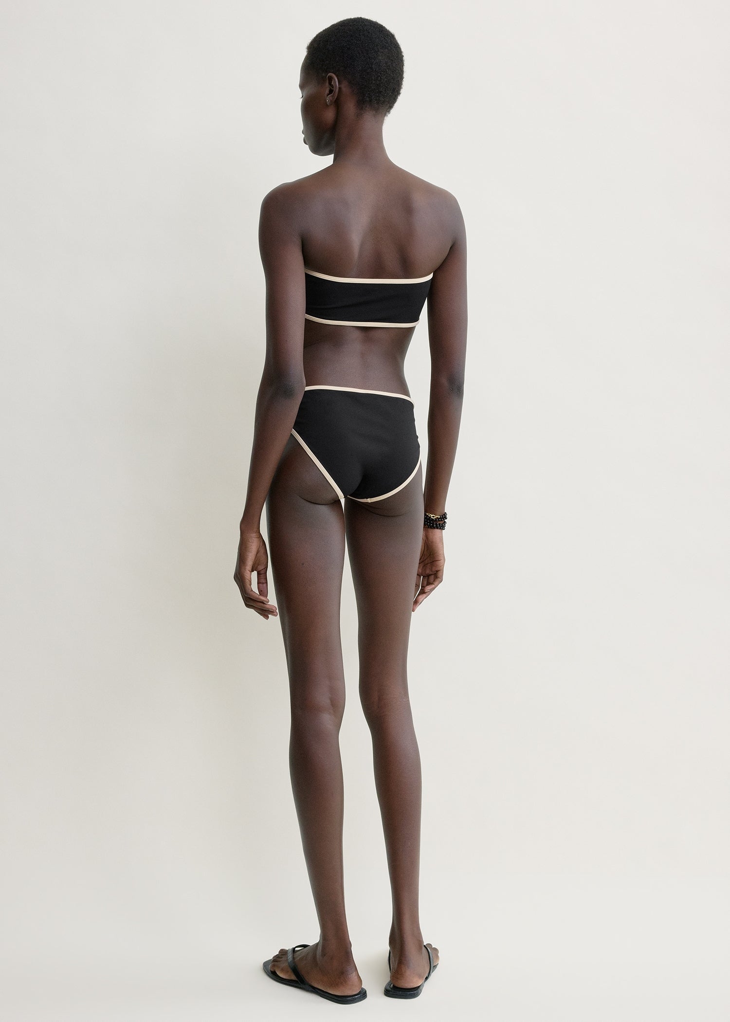 Stripe edge bikini bottoms black