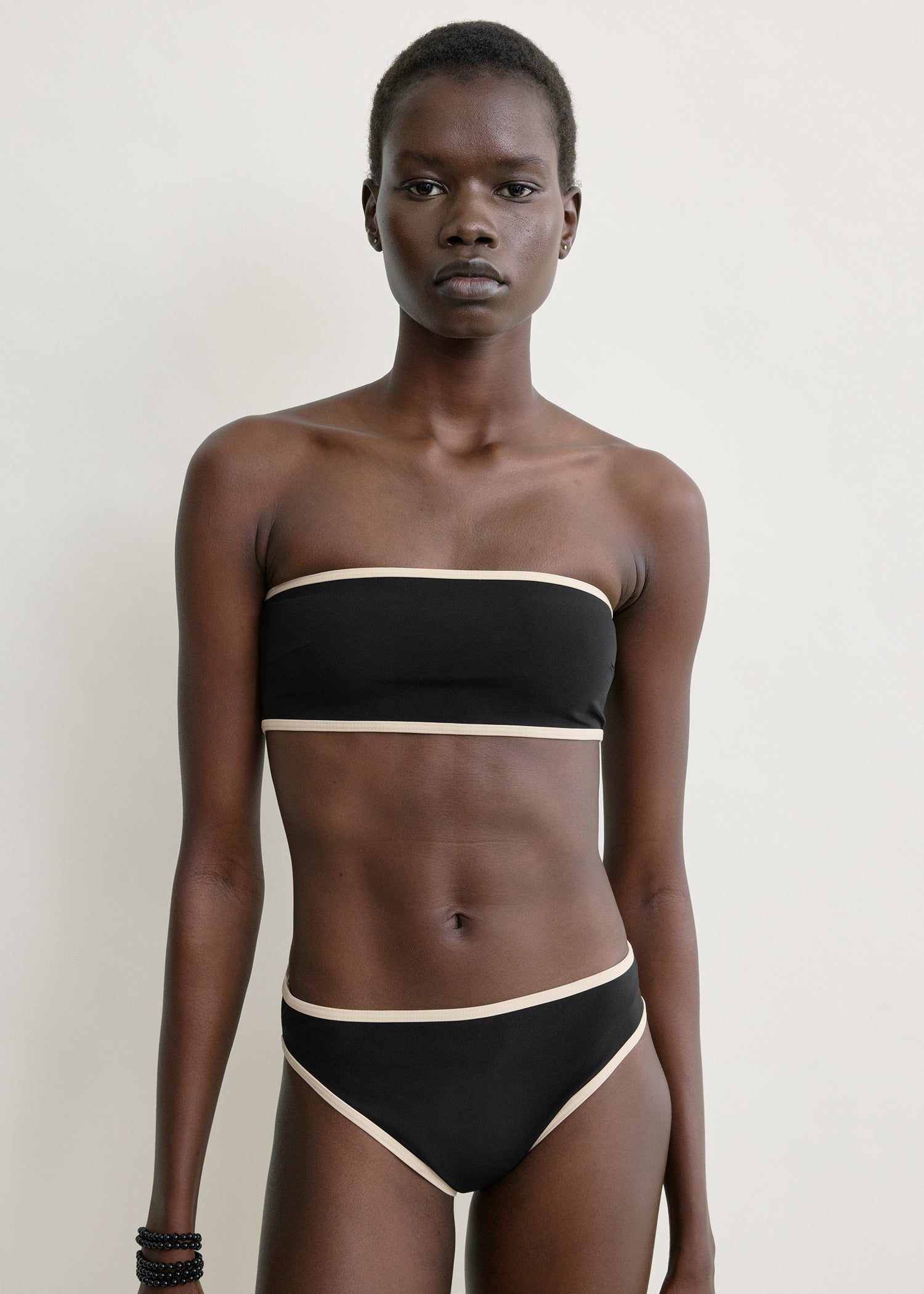 Stripe edge bikini bottoms black