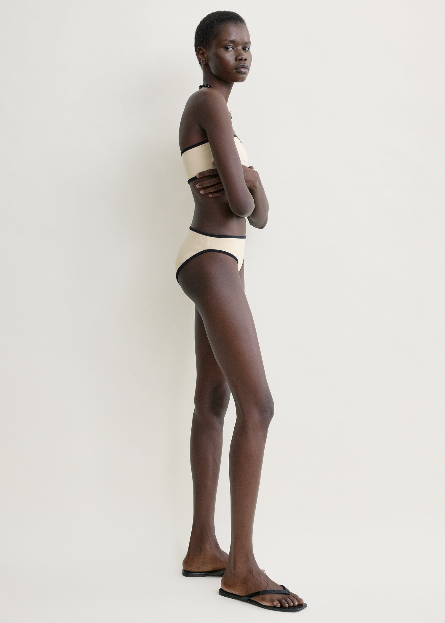 Stripe edge bikini bottoms light hay