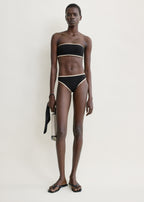 Stripe edge strapless bikini top black