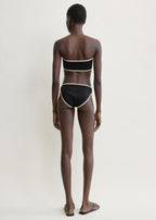 Stripe edge strapless bikini top black