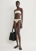 Stripe edge strapless bikini top light hay