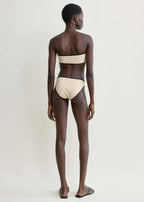 Stripe edge strapless bikini top light hay