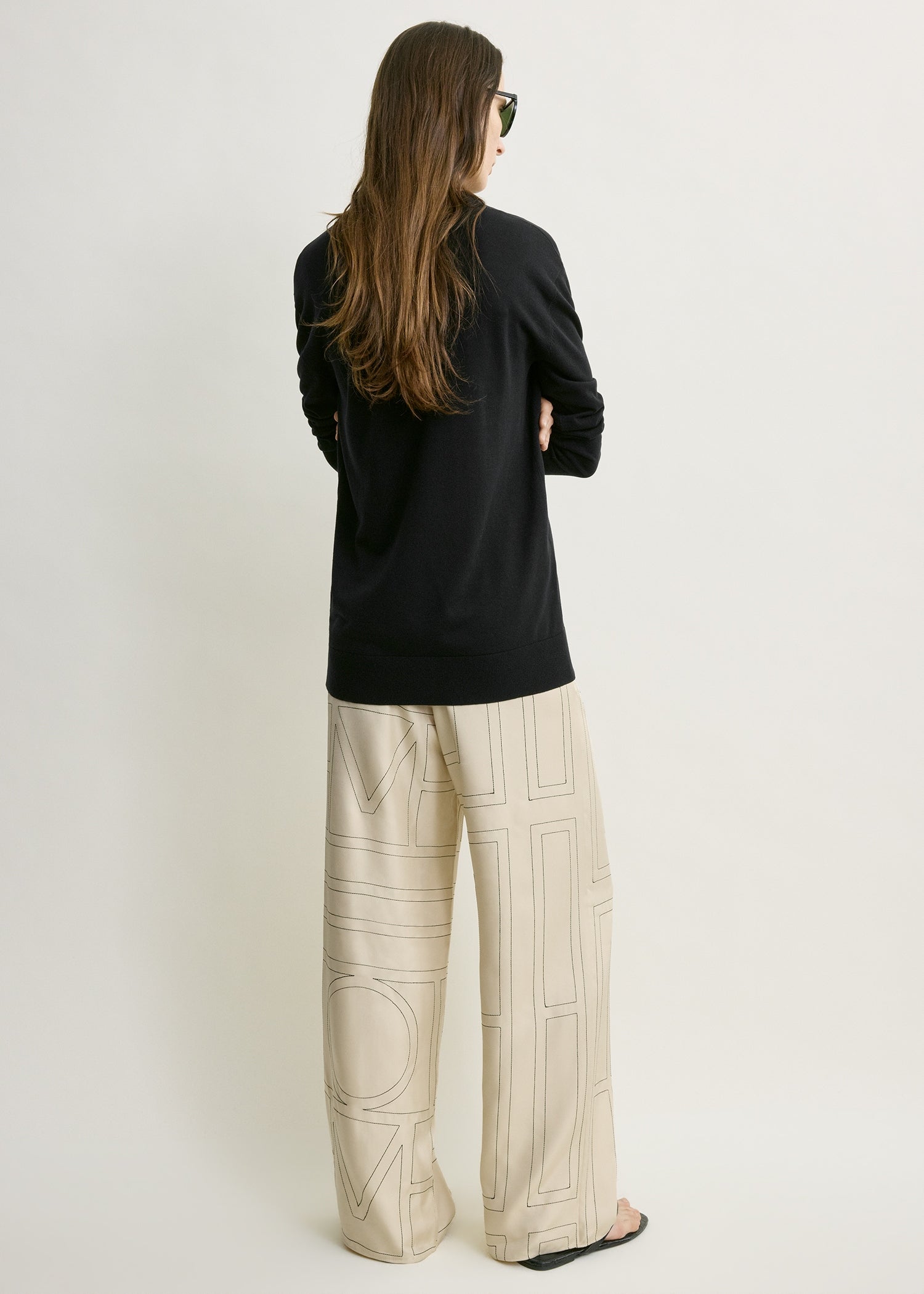 Monogram silk pj bottoms ivory