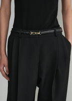 Double clasp croco-embossed belt black