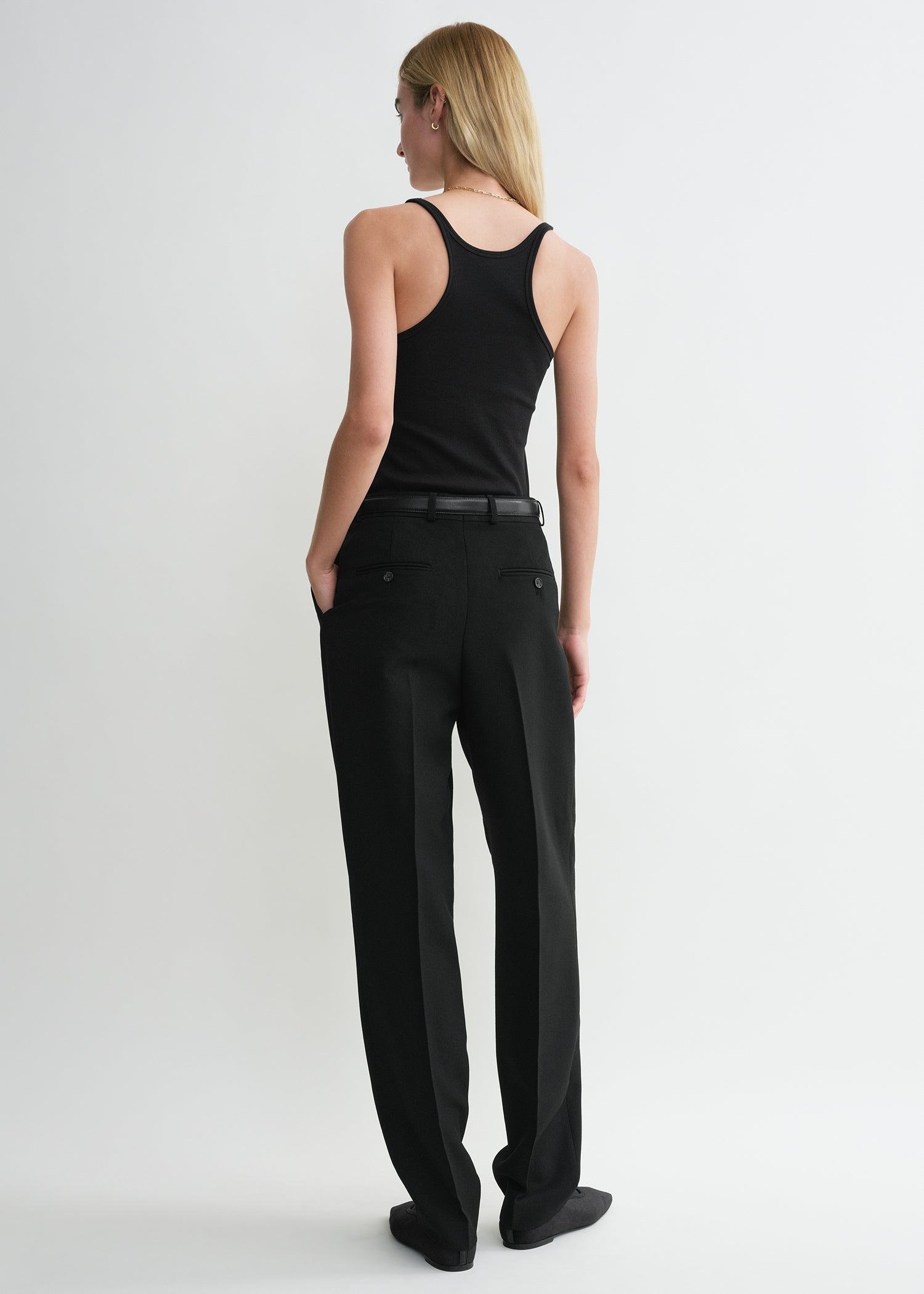 ★totême ボクシートップス/ブラック★ Scoop neck rib tank black – TOTEME