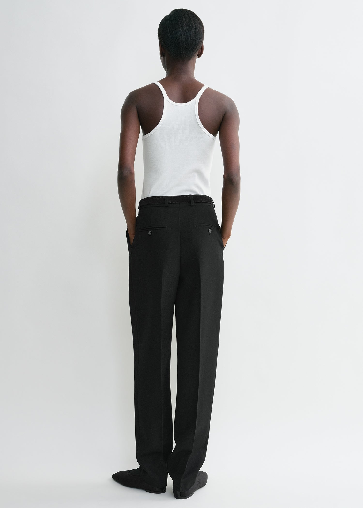 Scoop neck rib tank white