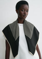 Centered monogram silk scarf black