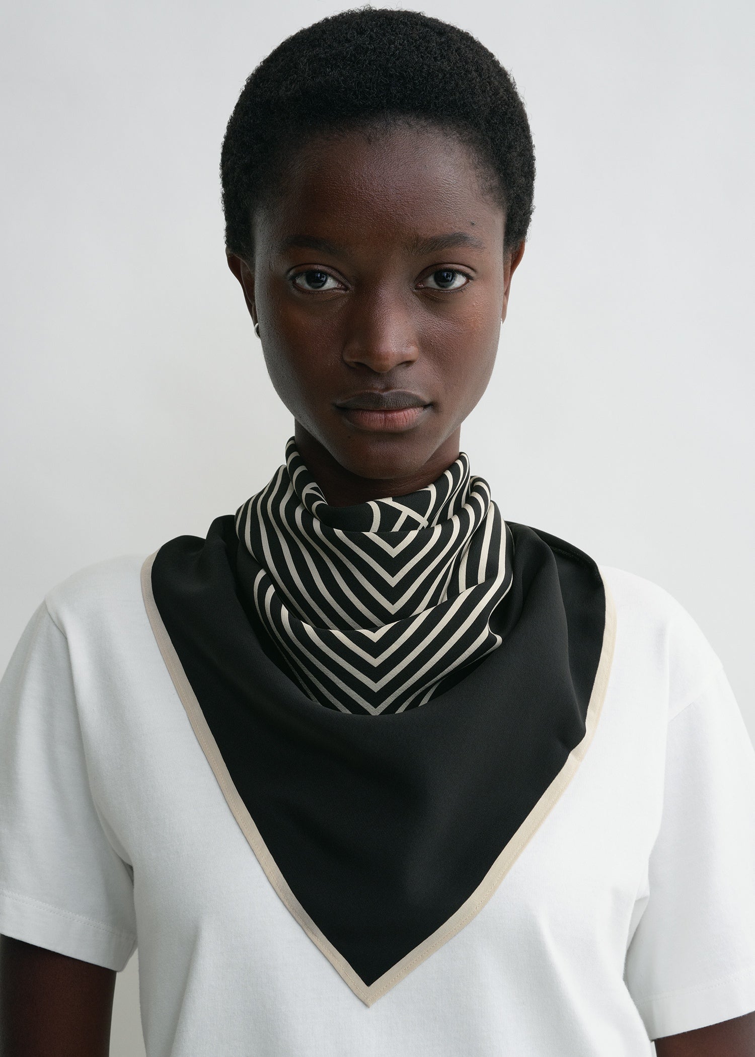 Centered monogram silk scarf black