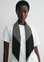 Centered monogram silk scarf black