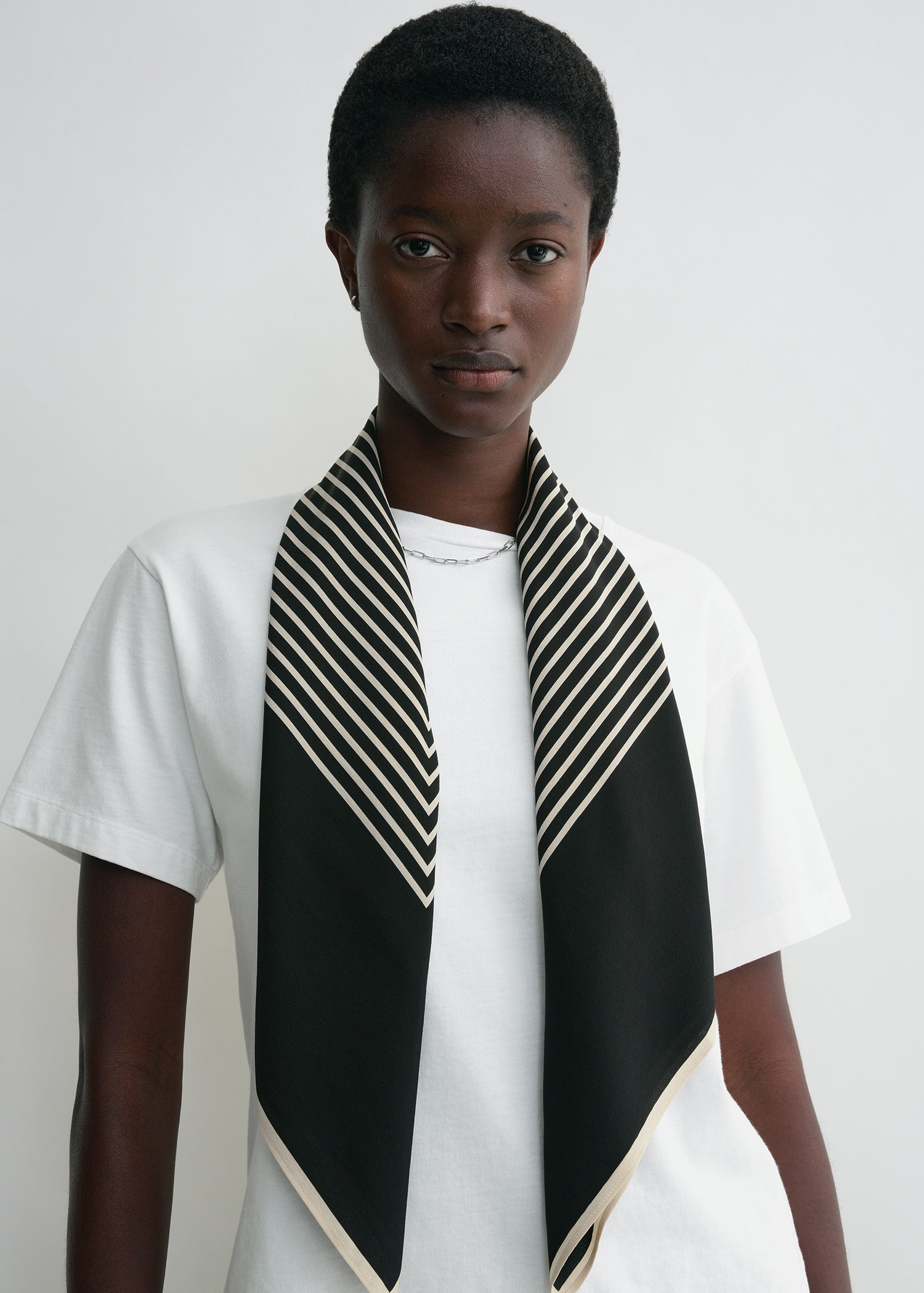 Centered monogram silk scarf black