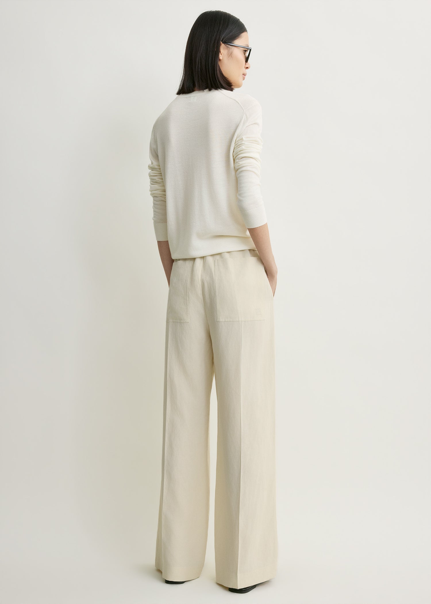 Fluid drawstring trousers talc