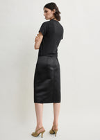 Duchess satin pencil skirt black
