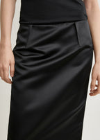 Duchess satin pencil skirt black