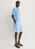 Striped cotton shorts blue/white petite