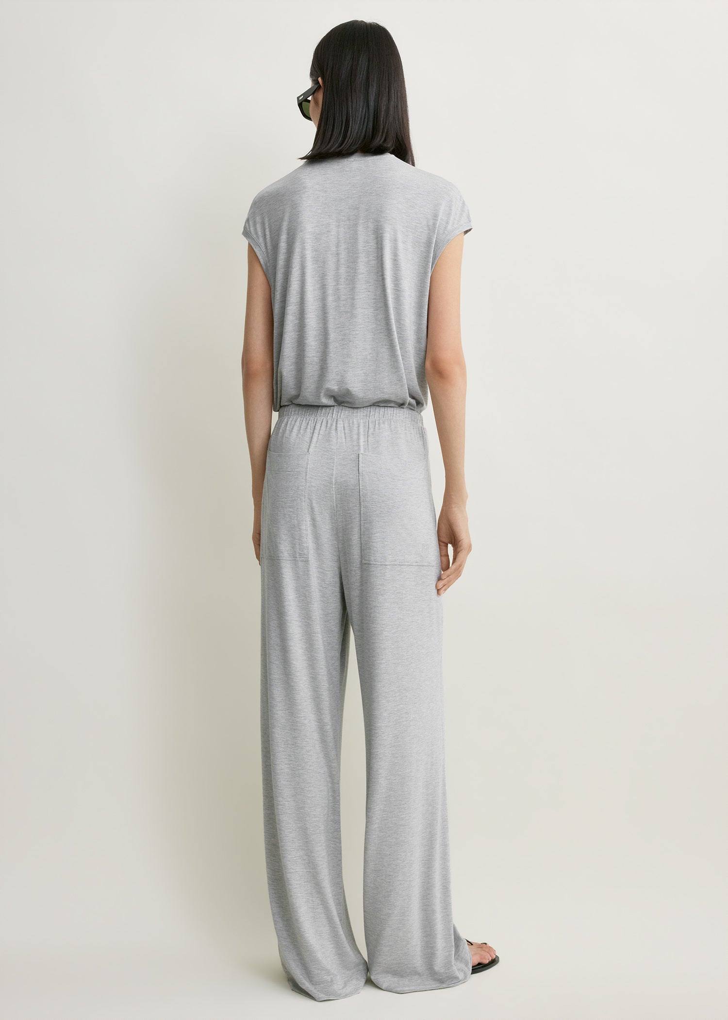 Jersey drawstring trousers pale grey mélange