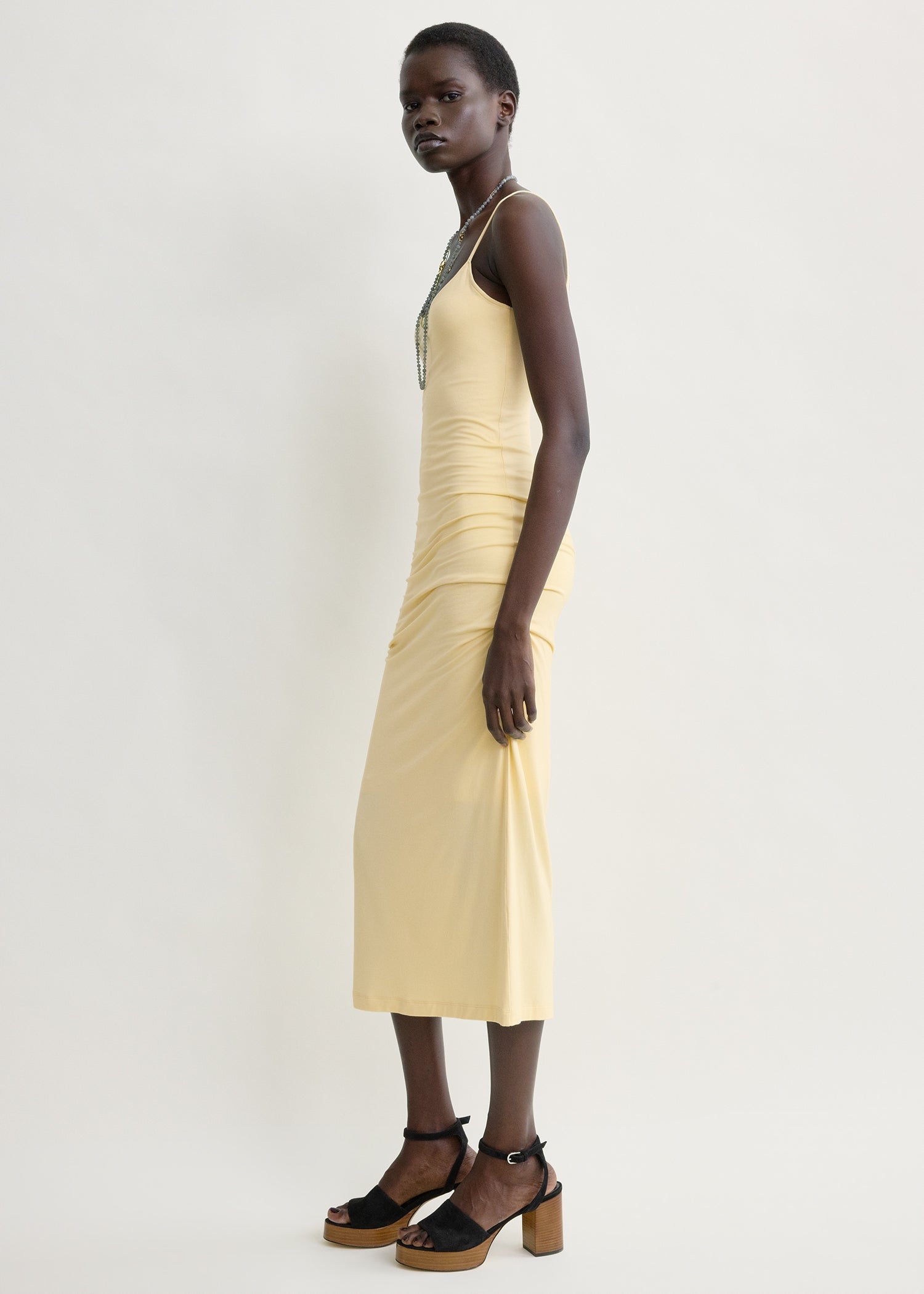 Draped slip dress buttercup
