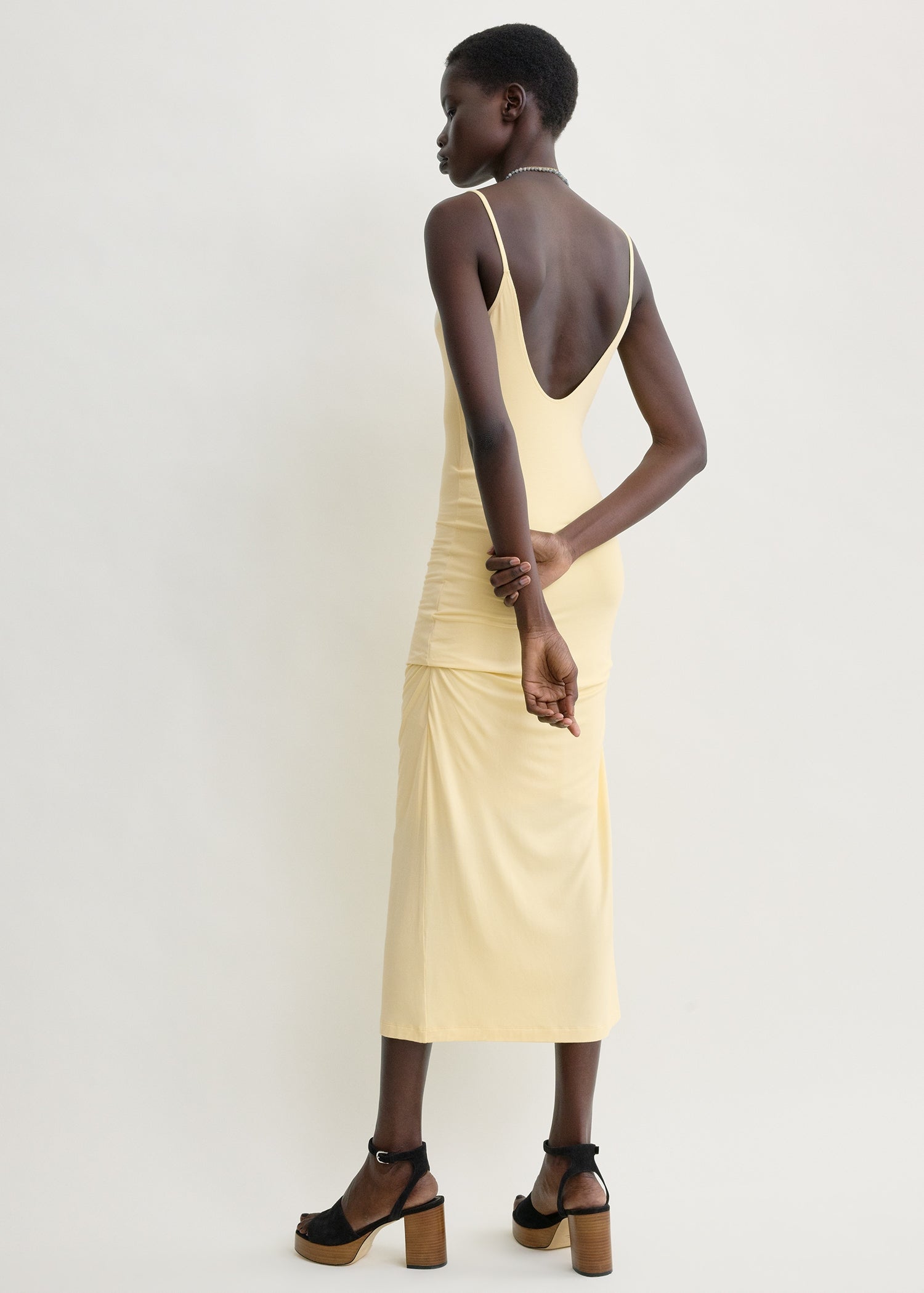 Draped slip dress buttercup