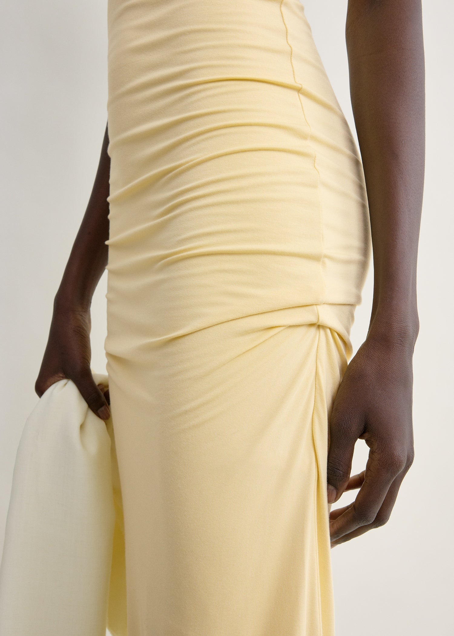 Draped slip dress buttercup