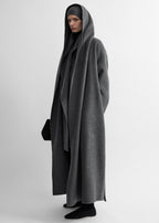 Hoodie belted coat grey melange