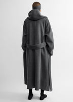 Hoodie belted coat grey melange