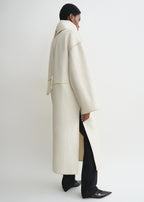 Embroidered scarf coat off white