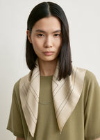 Embroidered monogram silk scarf ivory