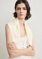 Embroidered monogram silk scarf cream
