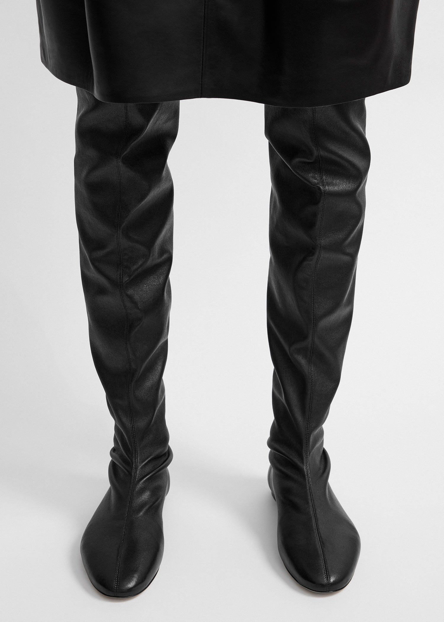 Deconstructed stretch nappa boots black
