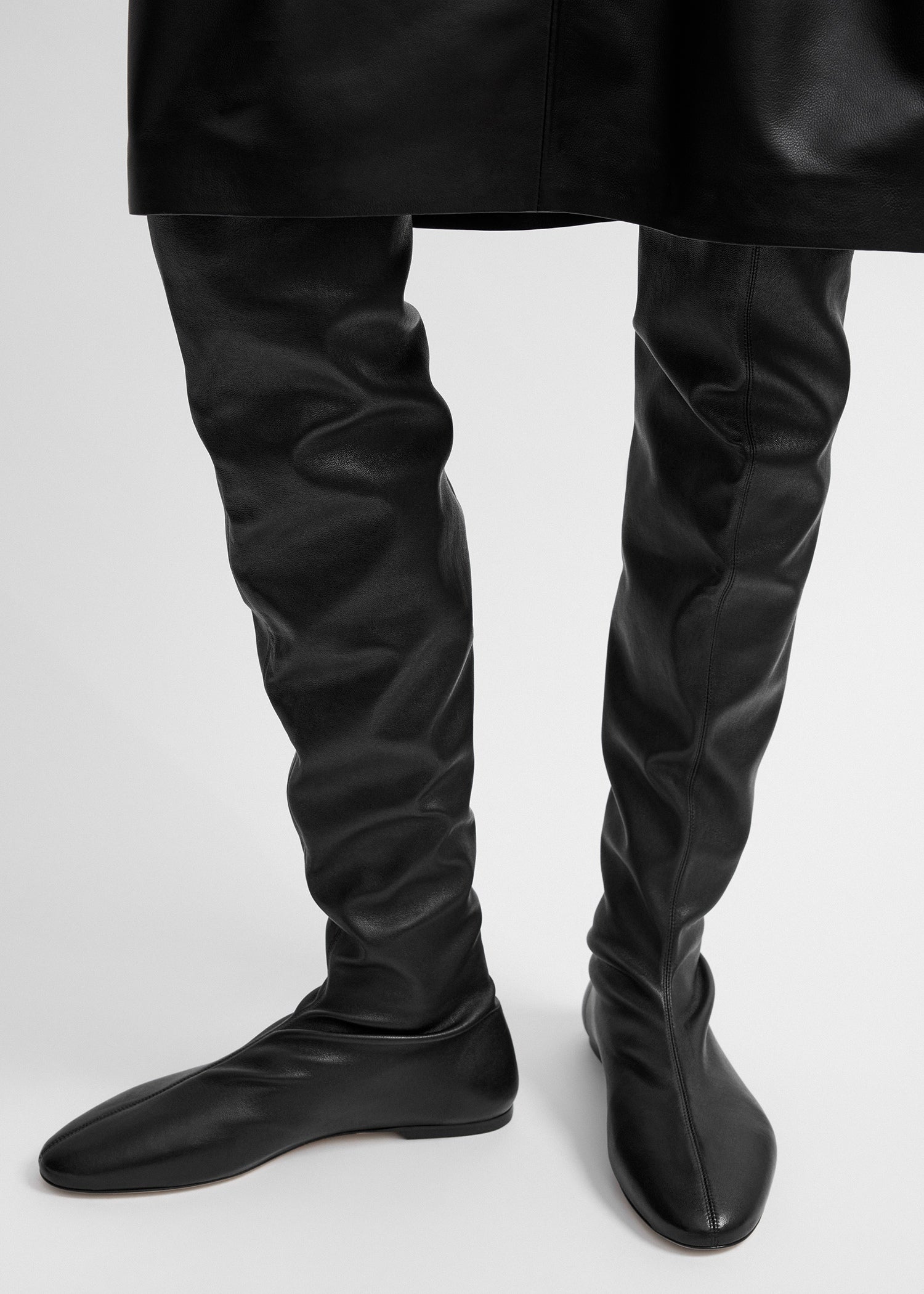 Deconstructed stretch nappa boots black