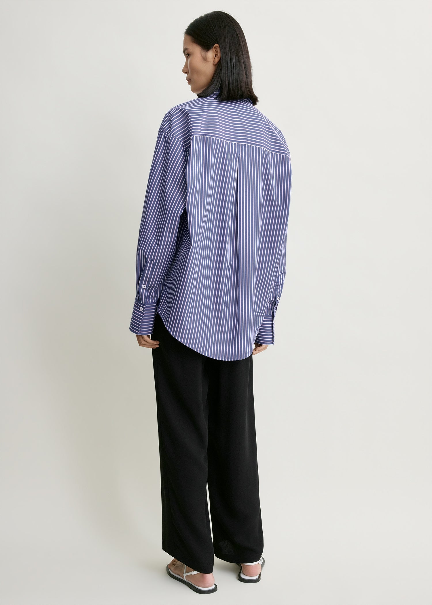 Oversized striped shirt ink/pink