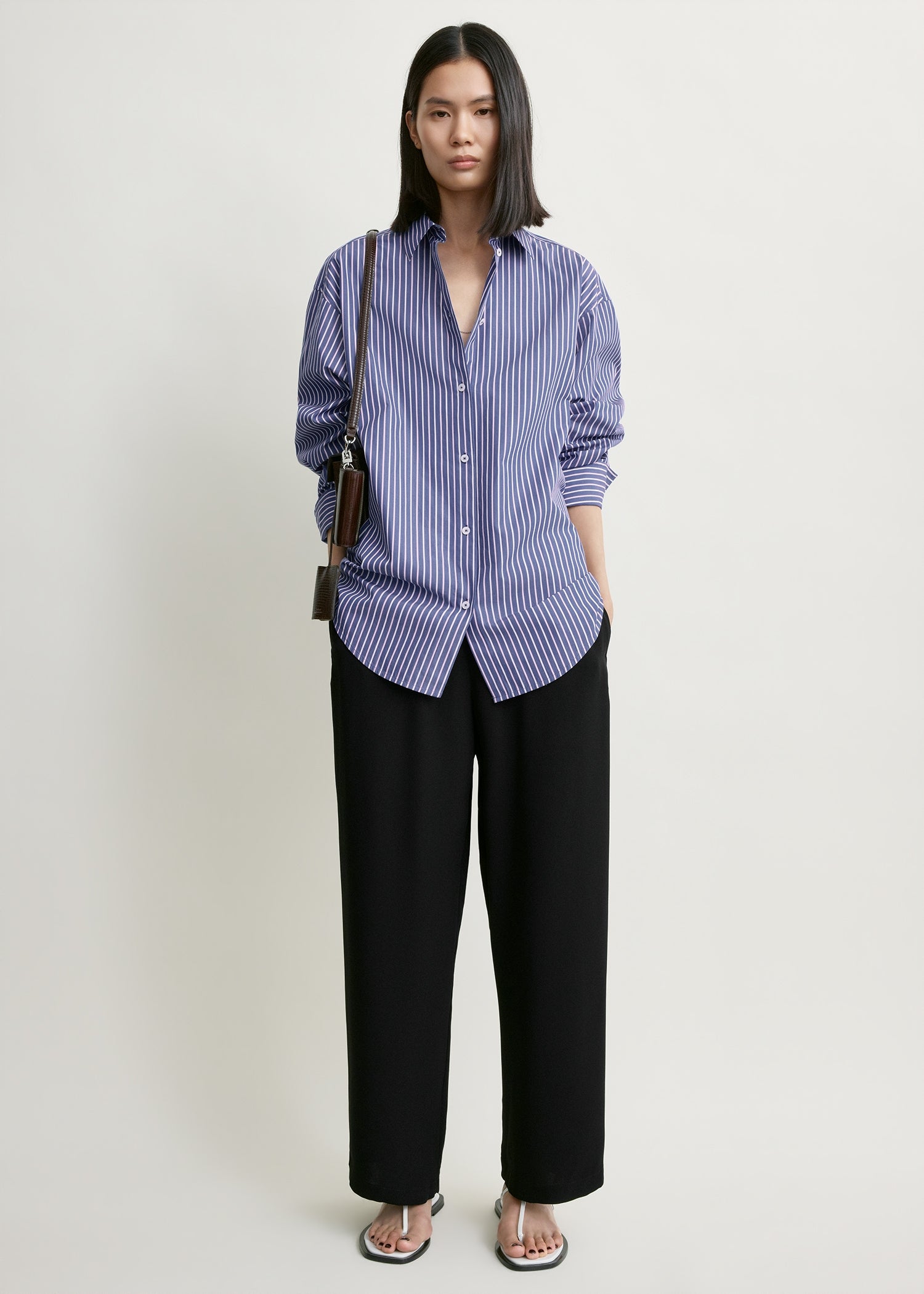 Oversized striped shirt ink/pink