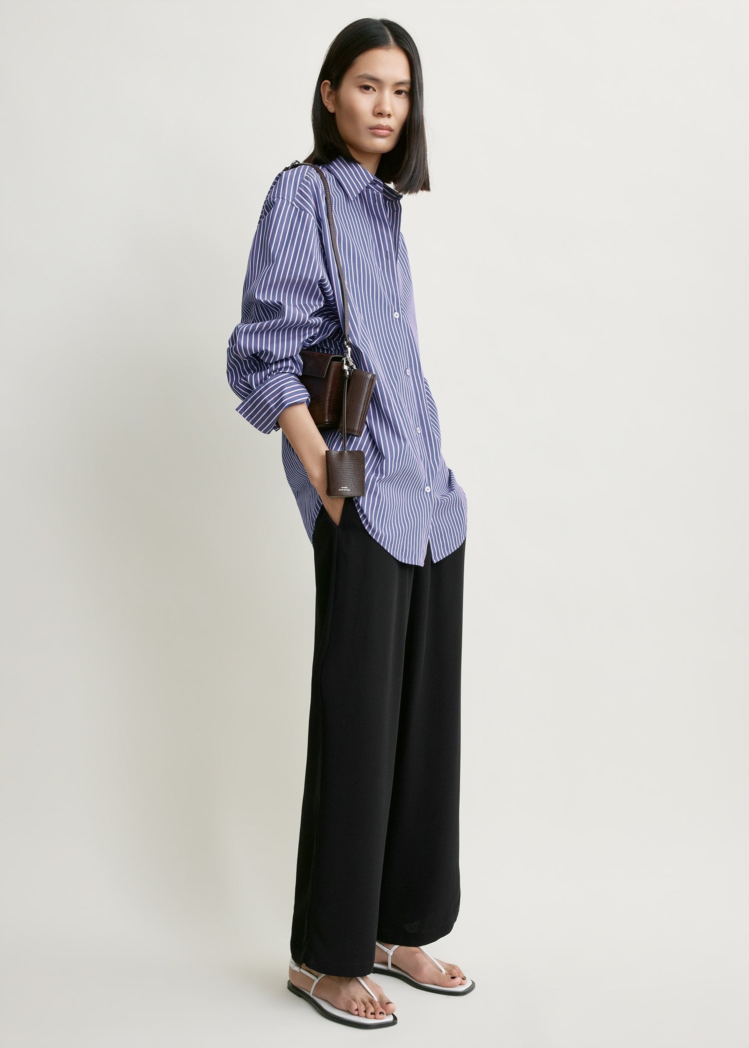 Oversized striped shirt ink/pink