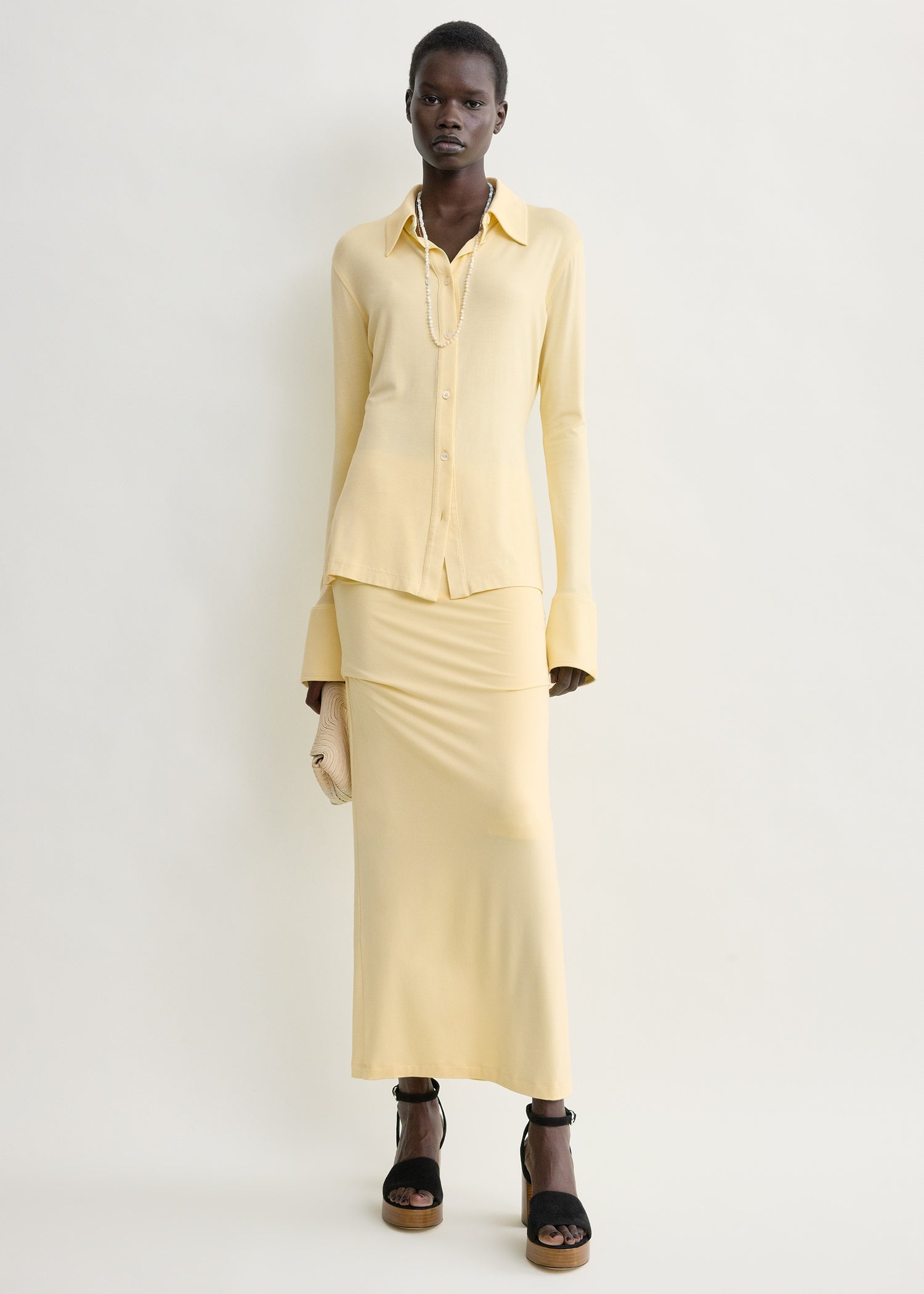 Fitted jersey shirt buttercup
