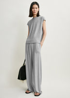 Short-sleeve jersey top pale grey mélange