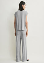 Short-sleeve jersey top pale grey mélange