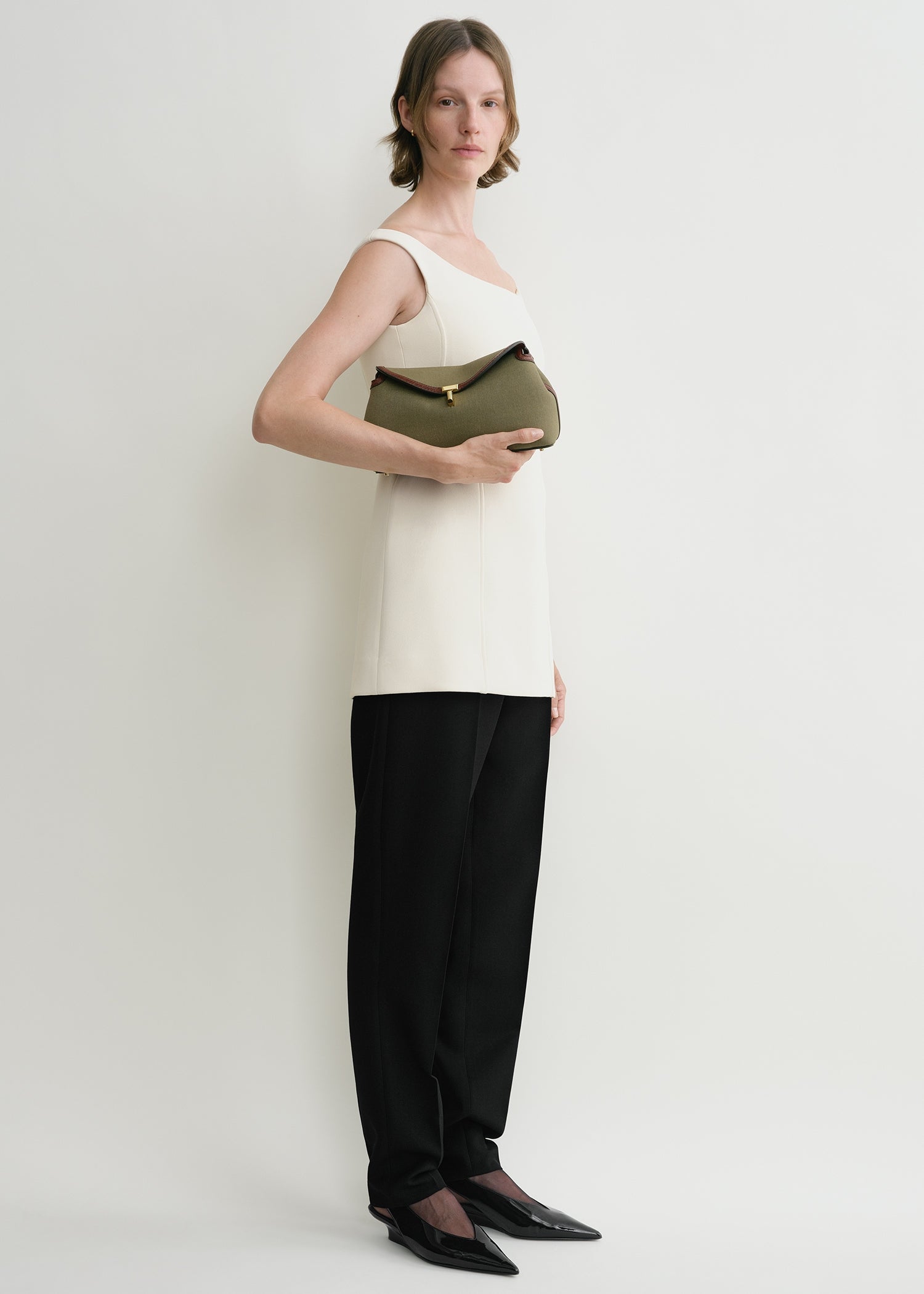 T-lock canvas clutch khaki green