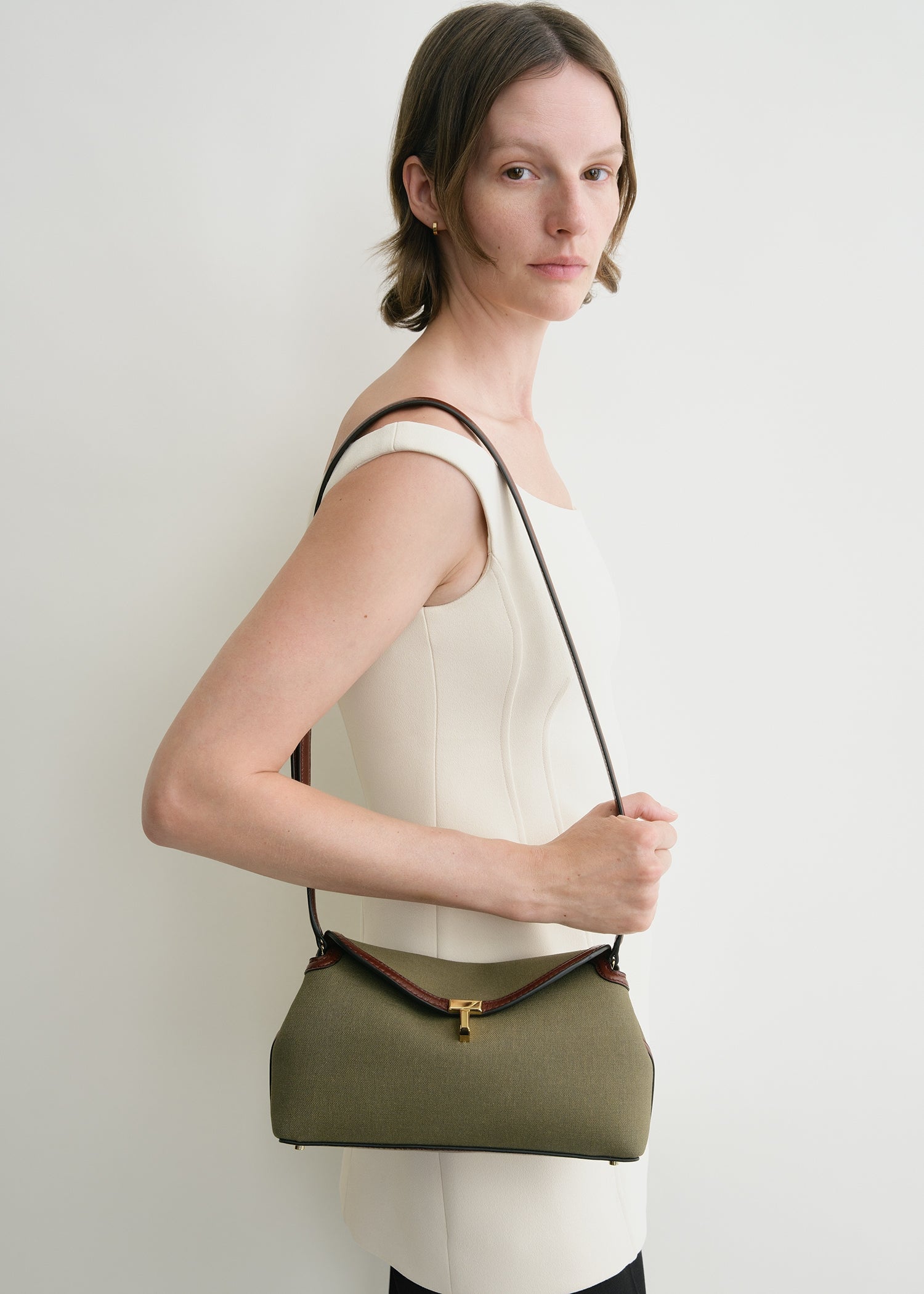 T-lock canvas clutch khaki green