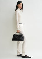 T-lock croco-embossed top handle black