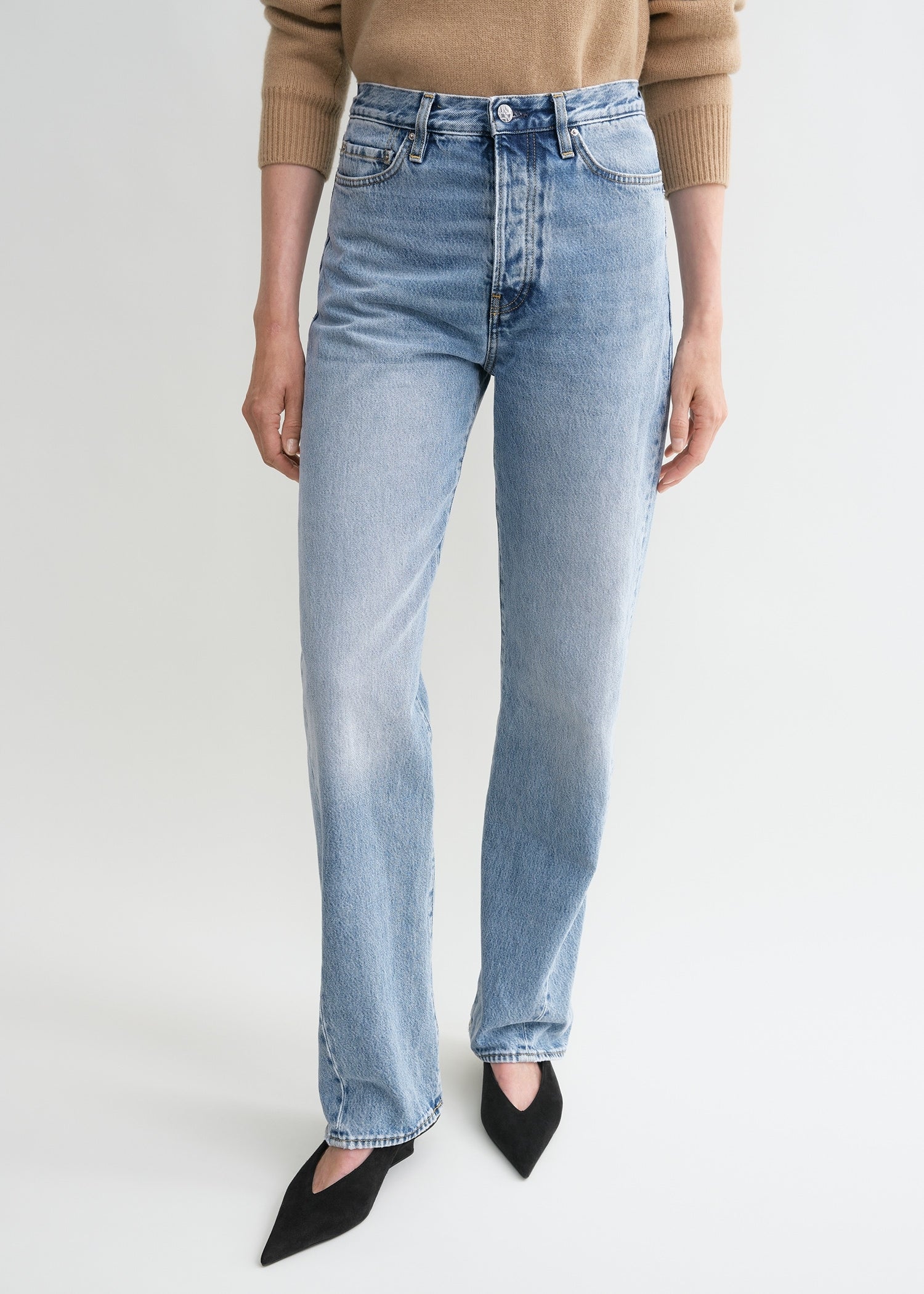 Twisted seam denim full length worn blue – TOTEME Twisted seam denim full length worn blue – TOTEME