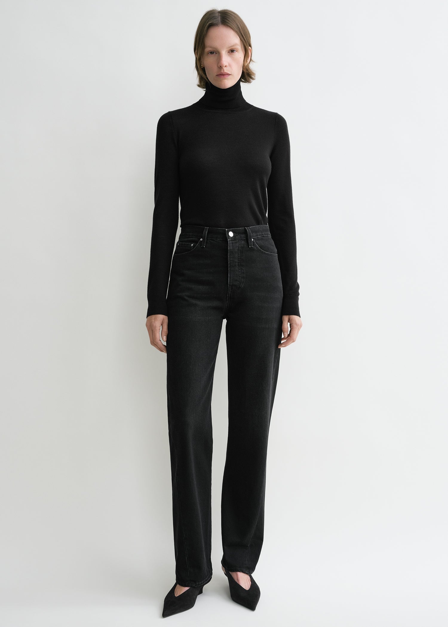 Twisted seam denim full length faded black from Toteme - $420