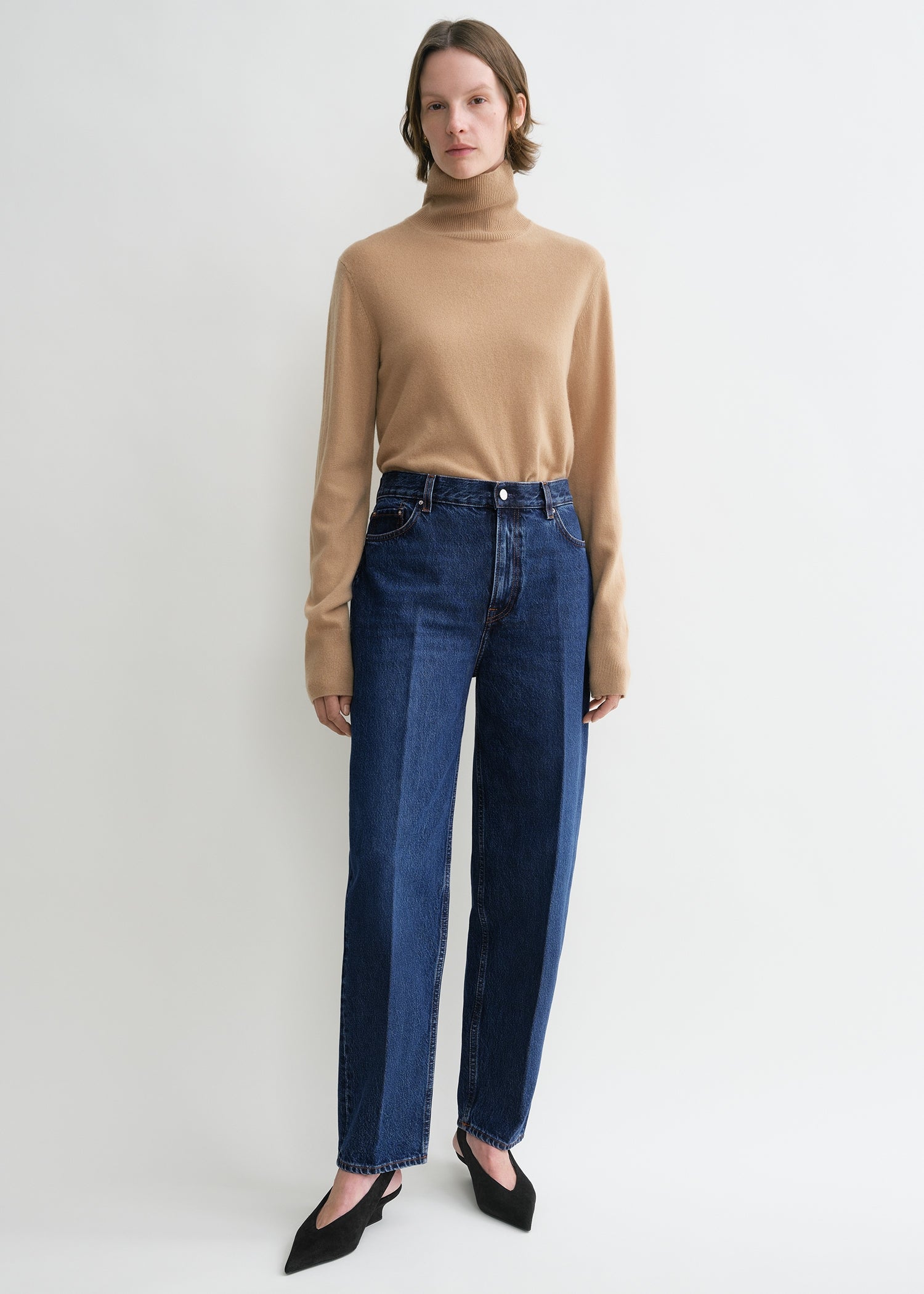 Wide tapered leg denim dark blue from Toteme - $152