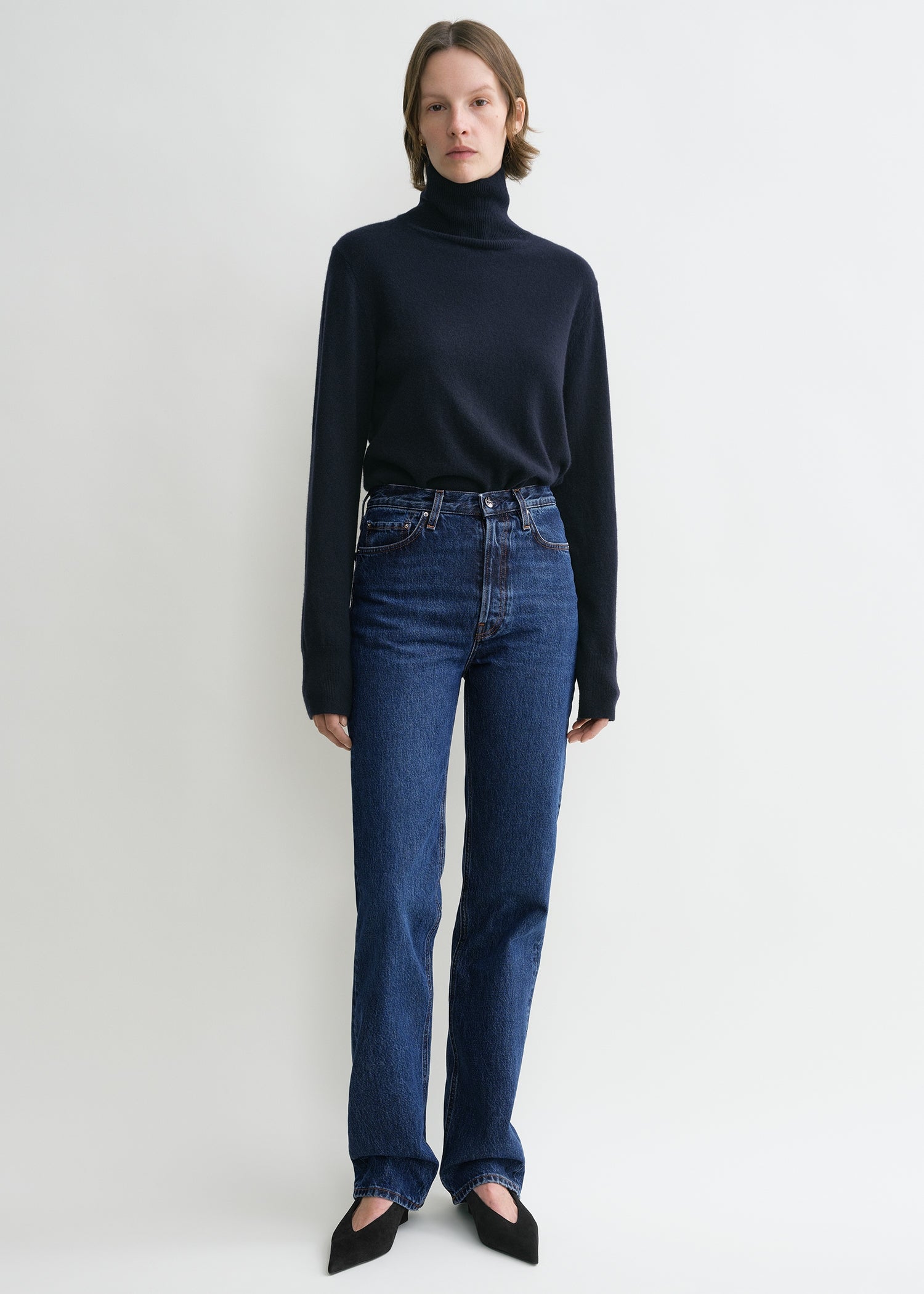 Classic cut denim full length dark blue from Toteme - $430