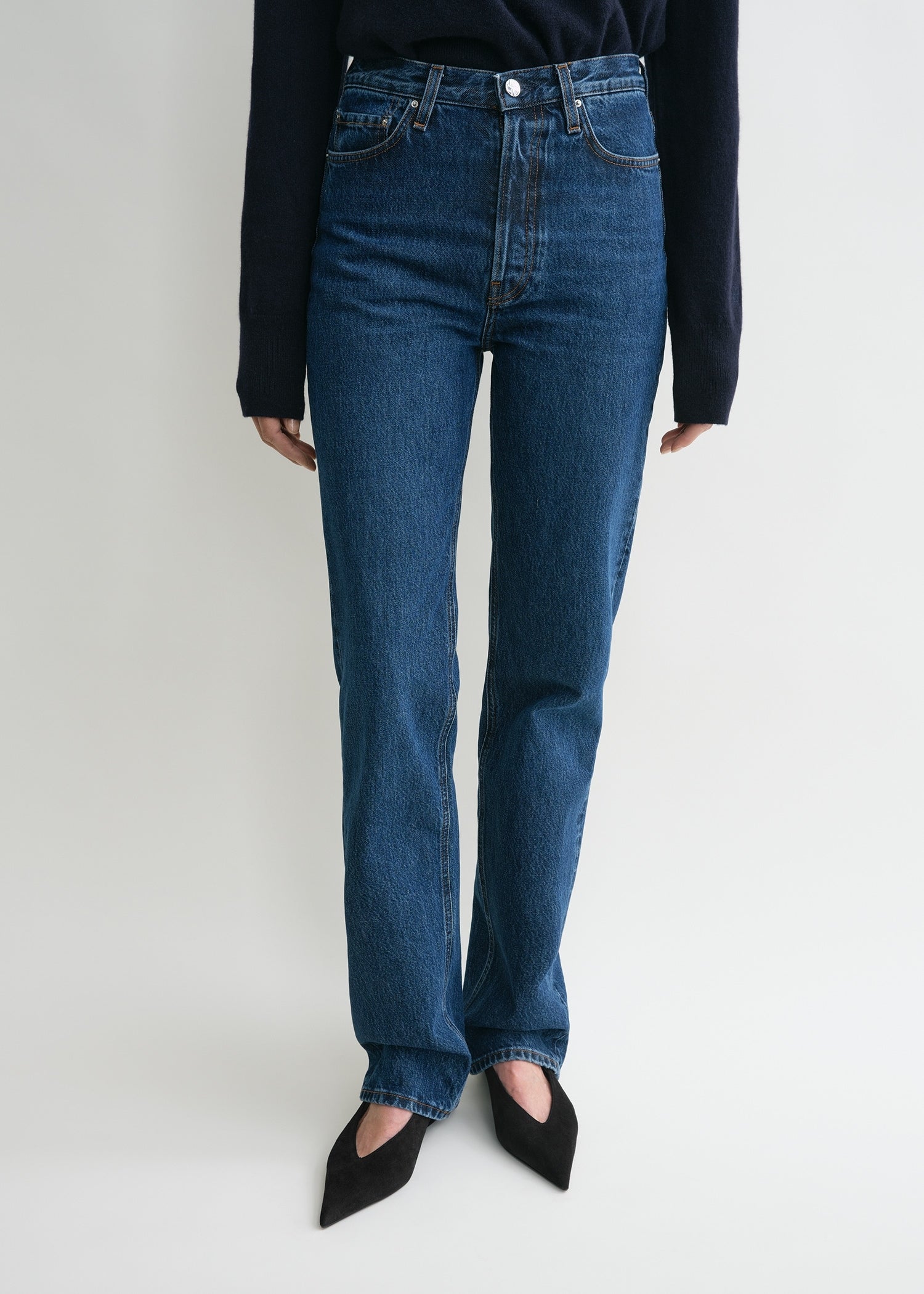 Classic cut denim full length dark blue – TOTEME