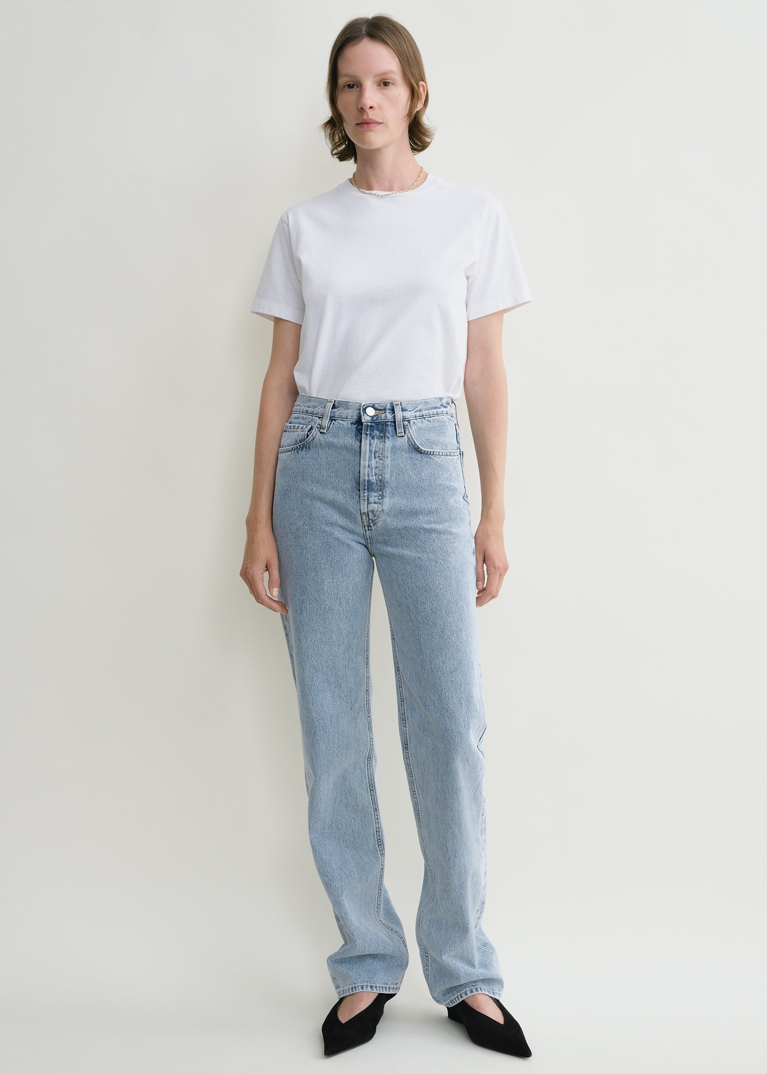 Classic cut denim full length cool blue from Toteme - $420