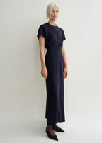 toteme ruched dress Column crinkled maxi dress - white