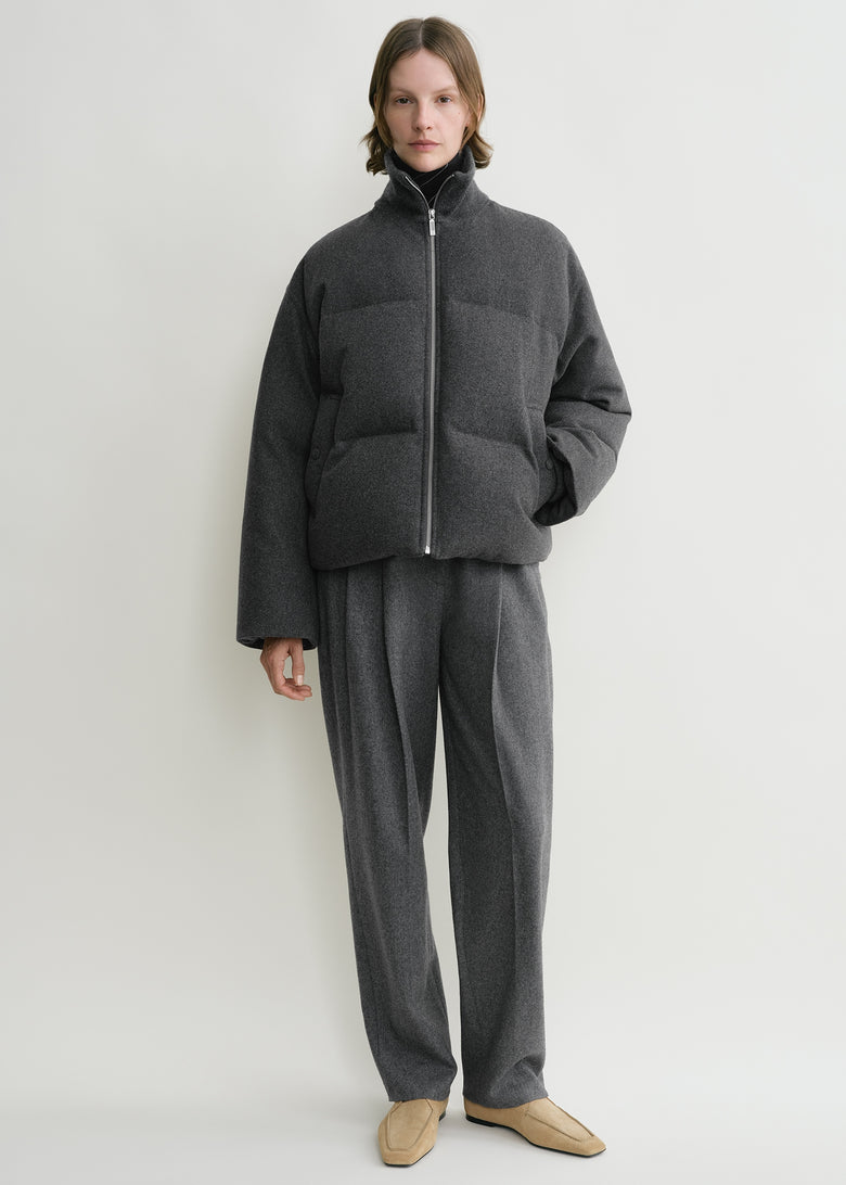 Flannel puffer jacket grey mélange