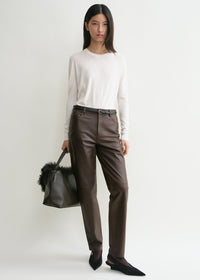 Five-pocket leather trousers bark